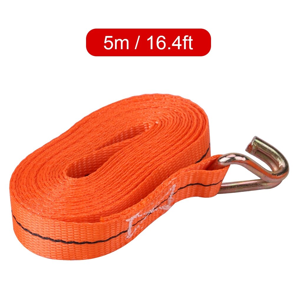 5m/16ft surrningsremmar kraftigt 1 ton för lastbilssläp nödspänningsbälten höghållfast polyester orange