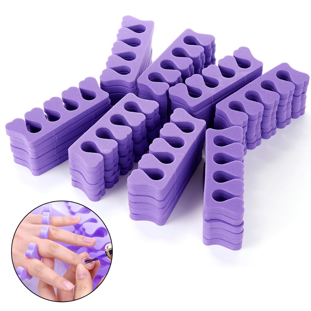 Monja 50 unidades/pacote cor aleatória arte do prego dedos separadores de dedo esponja macia uv gel polonês beleza manicure pedicure ferramenta