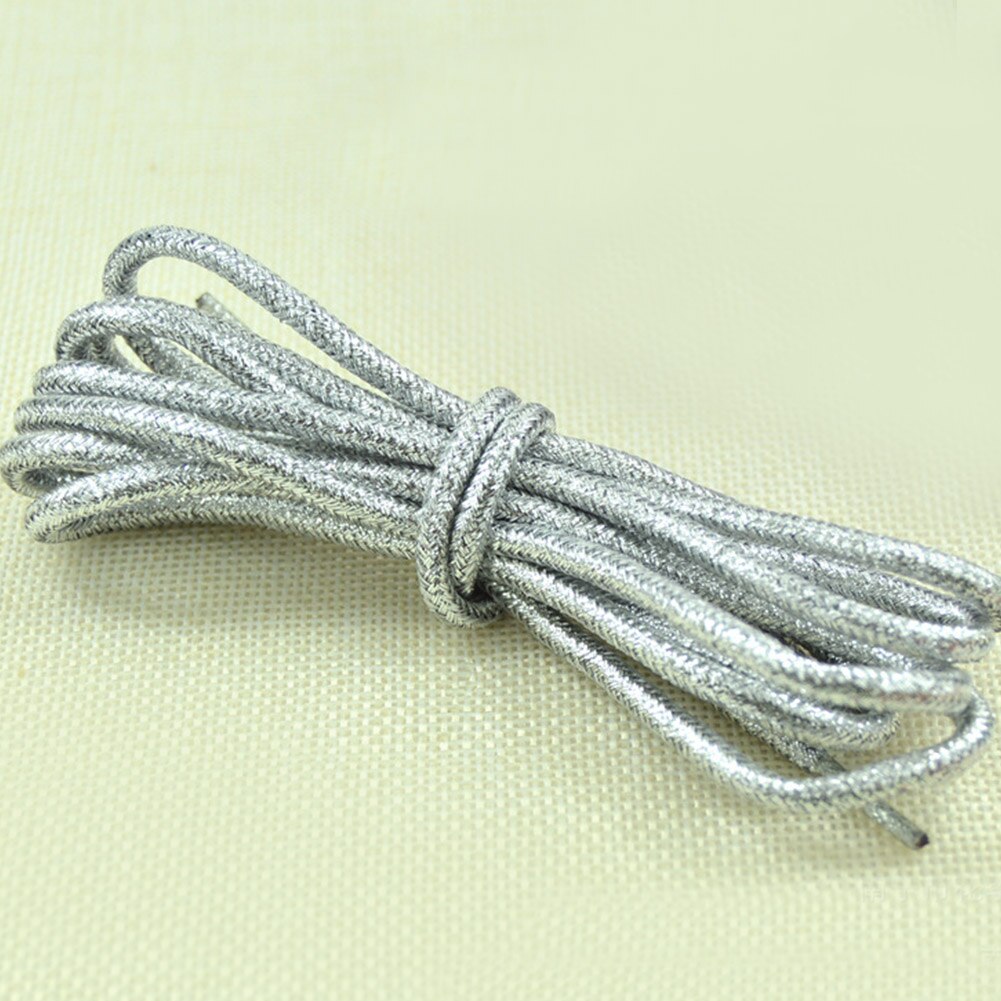 Lacets ronds colorés or et argent brillants 15 couleurs 113 cm chaussures de Sport baskets lacets lacets chaussures cordes: Argent