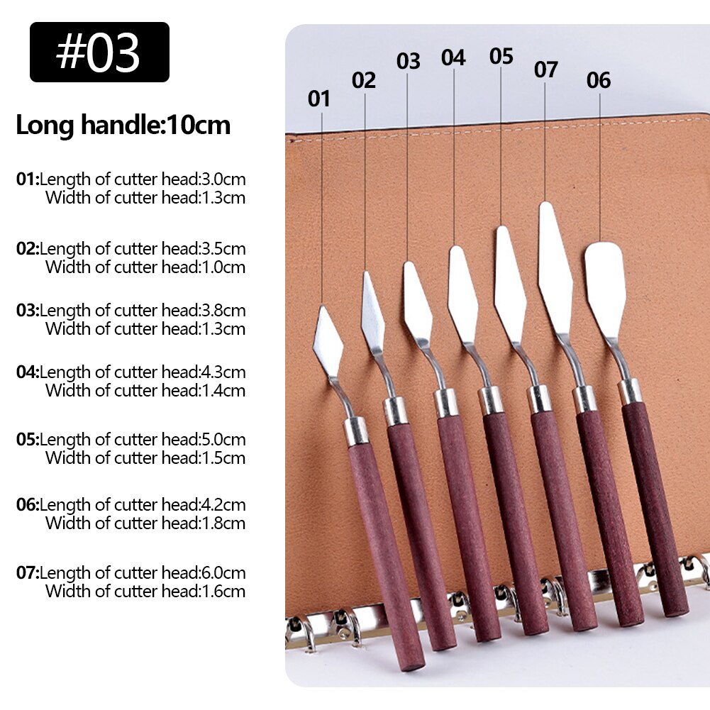 Spatule à peinture à l&#39;huile, en acier inoxydable, couteau de sélection de peinture, pour étudiants, outils d&#39;art d&#39;artiste, 7 pièces: 03