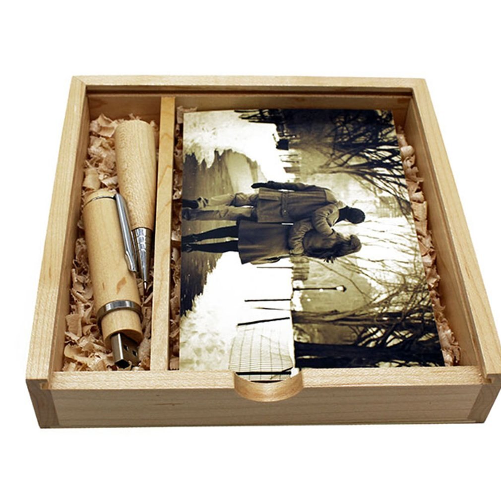 180*180*50mm Maple/Walnut Wood Photo Unique Album Box Collection Box DIY Wedding Memory