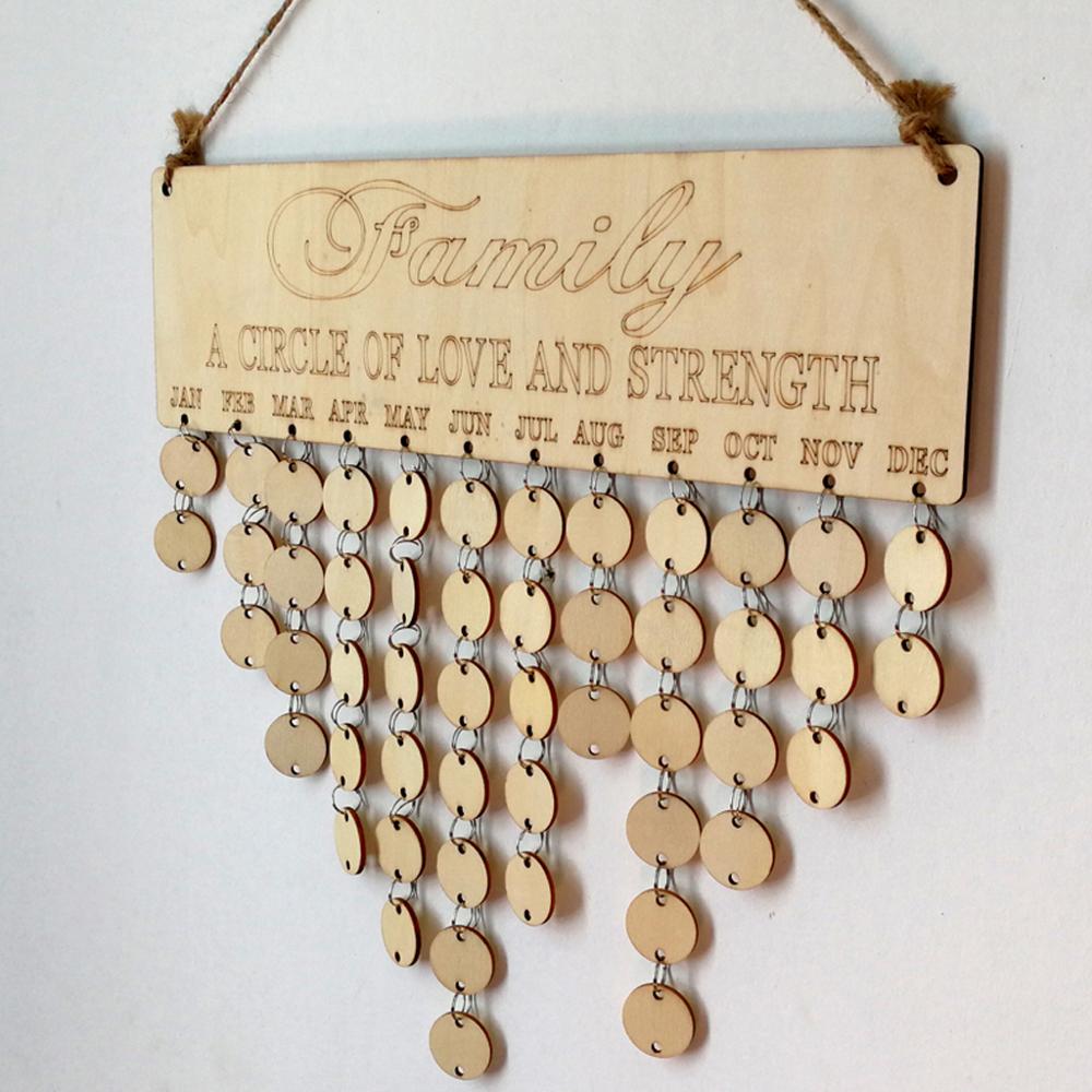 Family Birthday Calendar Reminder Tracker DIY Wall Hanging Wooden Board Crafts Wedding Anniversaries Home Party Decoration