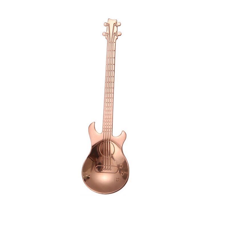 Rvs Gitaar Koffie Lepel Dessert Koffie Scoop Rose Goud Zwart Bestek Thee Lepel Koffie Accessoires Theelepel: rose gold