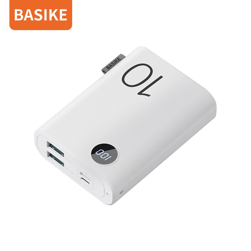 Mini powerbank basike pf23p 10000mah, bateria recarregável portátil, bateria branca, bateria externa para xiaomi, huawei, iphone: Default Title