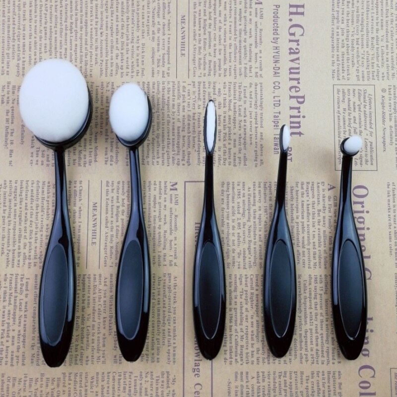 5 uds gran polvo de oro rosa conjunto de cepillo de forma Oval Maquillaje de cristal cepillo brocha para polvos y base Kits de DFDF: 5PCS-3
