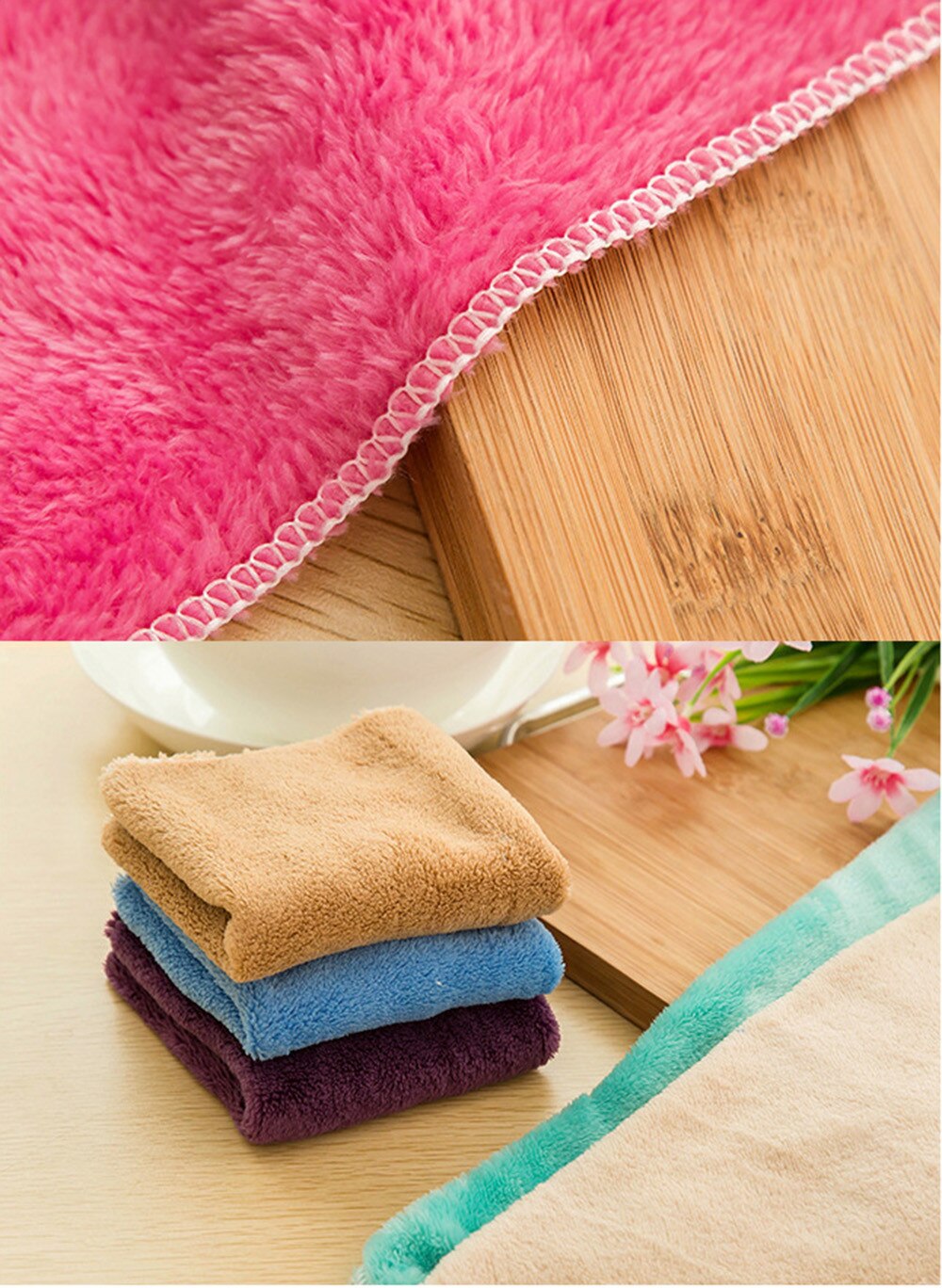 5Pcs Anti-Vet Doek Bamboevezel Wassen Handdoek Magic Kitchen Cleaning Poetslappen Non-Olie Handdoeken Schotel towelsfiber Doekjes