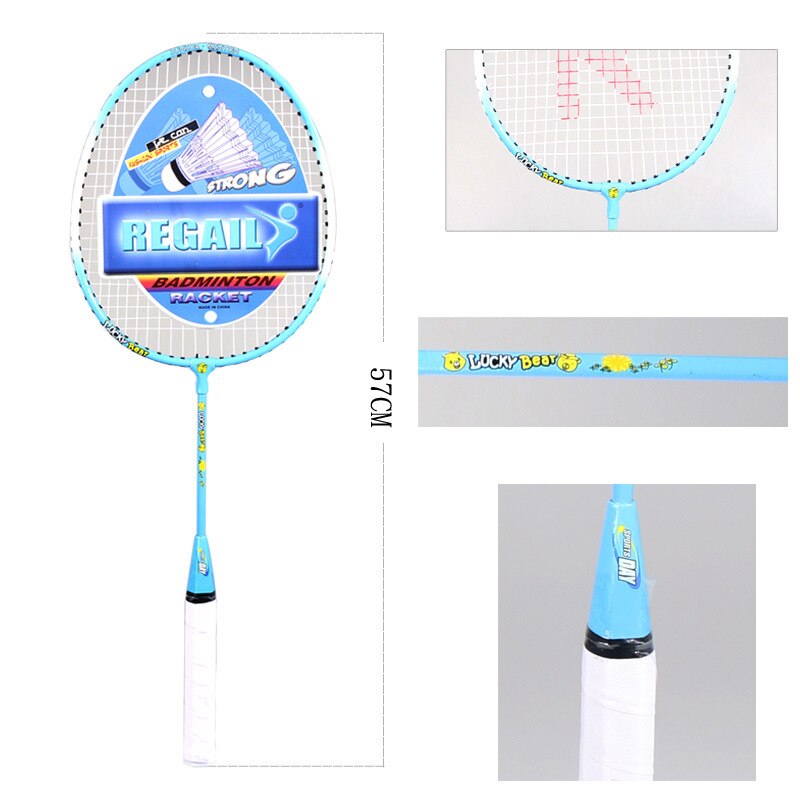 Raqueta de bádminton para niños de dibujos animados de ferroaleación duradera de 2 uds. De reMail