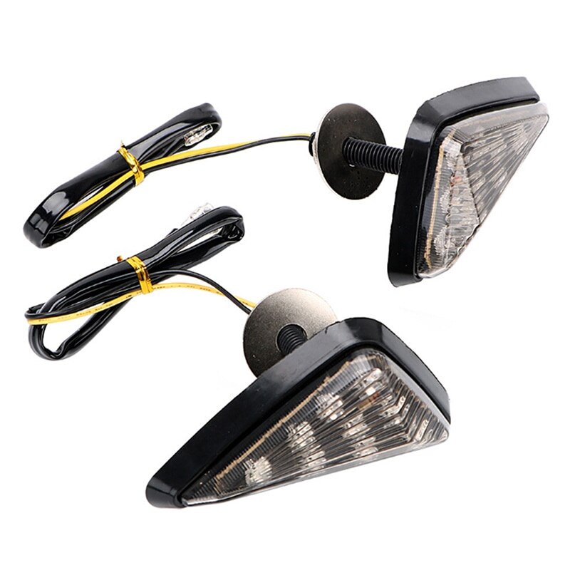 Motorcycle Turn Signal Light Euro Triangle Flush Mount Smoke Amber LED