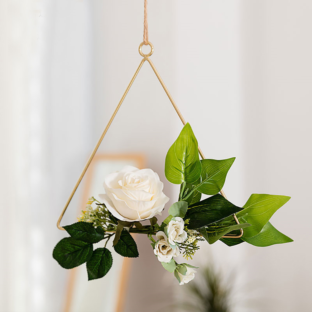 Artificial Flower Hoop Frame Wall Hanging Bride Wreath DIY Wedding Home Decor Geometric Nordic Style Rack Iron Ring Party
