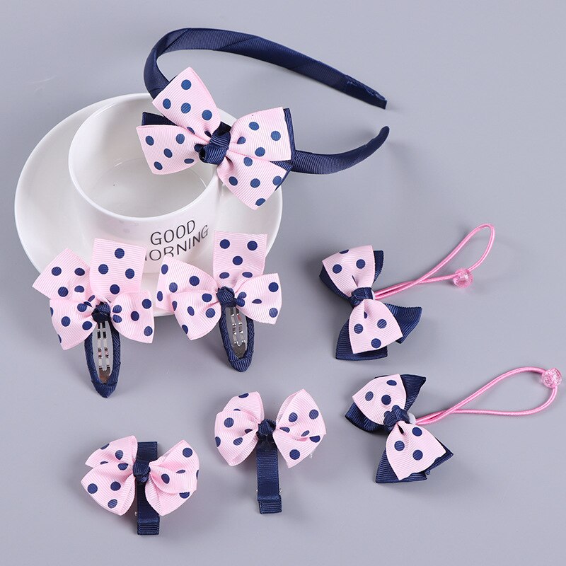 Pinzas para el pelo con lazo para niña, 7 Uds., bandas elásticas para el pelo para niña, horquillas, accesorios para el cabello, juego de aros, diadema elástica, banda de goma