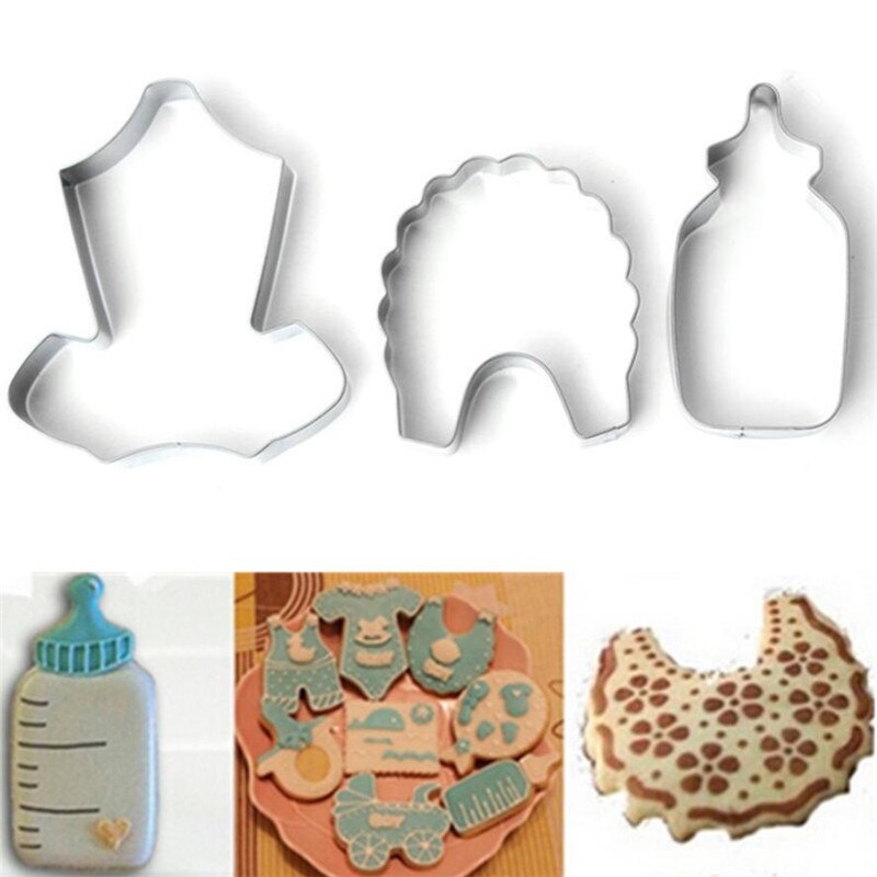 DIY Baby Dusche Flasche Lätzchen bilden Keks Cookie Schokolade Cutter Fondant Fütterung Weihnachten Flasche Kuchen bilden Gebäck Küche Werkzeuge