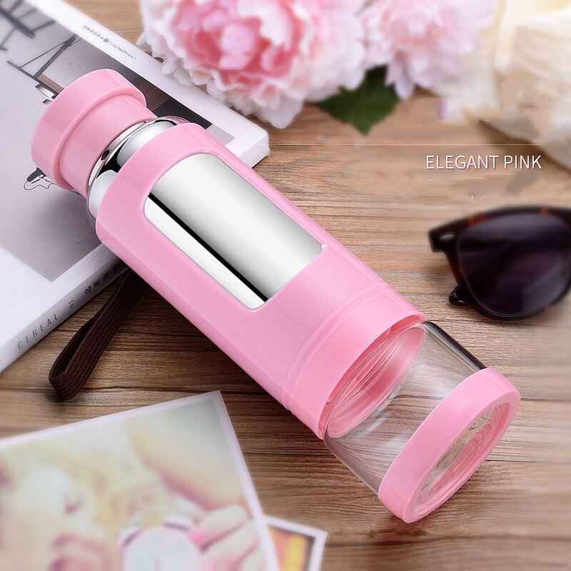 500ml Thermos Bottle Stainless Steel Thermos Cup Tea Vaccum Flasks Glass Tea Cup Office Thermos Mug Portable Travel Thermos Cups: PINK