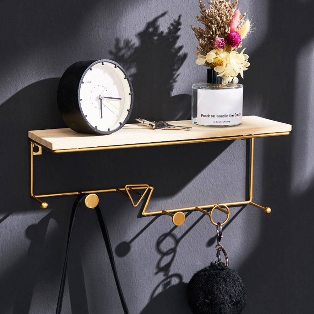 Bathroom Living Room Wall Shelf With Hook Wall Mounted Lockers Entrance Key Hanging Home Decoration Nordic