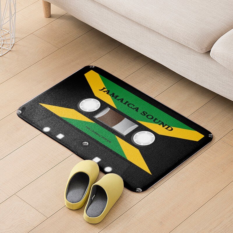 Felpudo antideslizante con cinta musical para decoración de puerta, Alfombra de franela gruesa con patrón de tendencia de Hip-hop, para baño y sala de estar: style11