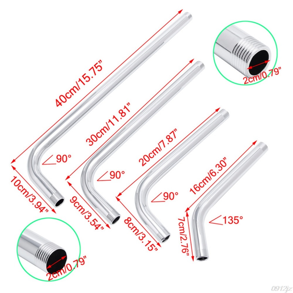 Soporte de brazo de cabezal de ducha de lluvia, tubo montado en la pared de acero inoxidable, rosca G1/2, accesorio de baño C90A,