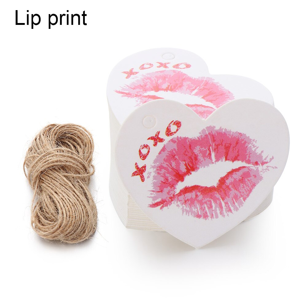 Étiquettes papier Kraft cœur à accrocher 50 pièces | Étiquettes autocollantes Kraft pour emballage de , décorations de fête: Lip print