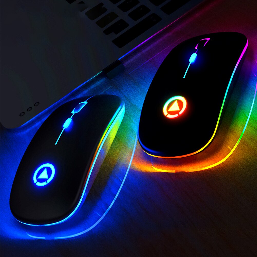 Rechargeable Wireless Mouse Computer Silent Colorful LED Mice Optical Ergonomic Gaming Mouse For Home Office PC Laptop
