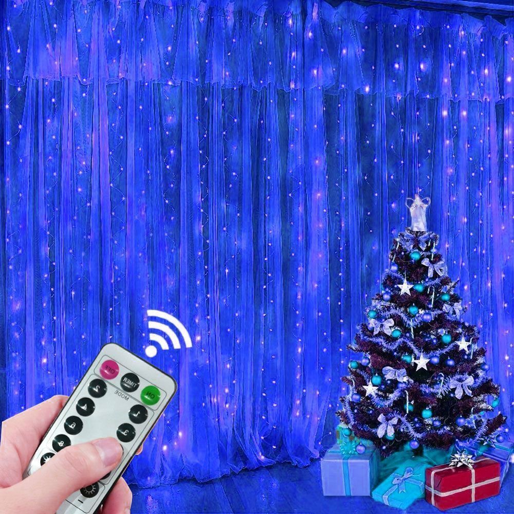 Guirnalda de luces LED para cortina, decoración navideña interior alimentada por USB con Control remoto, luz navideña, luces de para dormitorio y boda: Rojo / Q