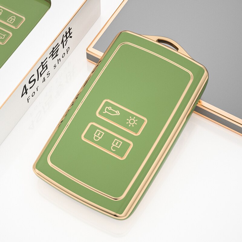 Funda de TPU para llave de coche, cubierta completa, accesorios de 4 botones, para Renault, Koleos, Kadjar, Megane, Talisman, Captur, Espace, Clio, , novedad: Green