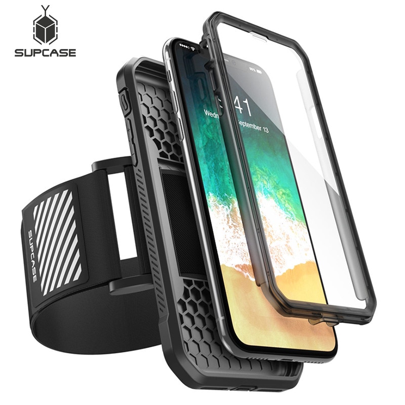 For iphone xs x armbånd supcase lett tilpasset sportsløperarmbånd med innebygd skjermbeskytter for iphone x  xs 5.8 tommer