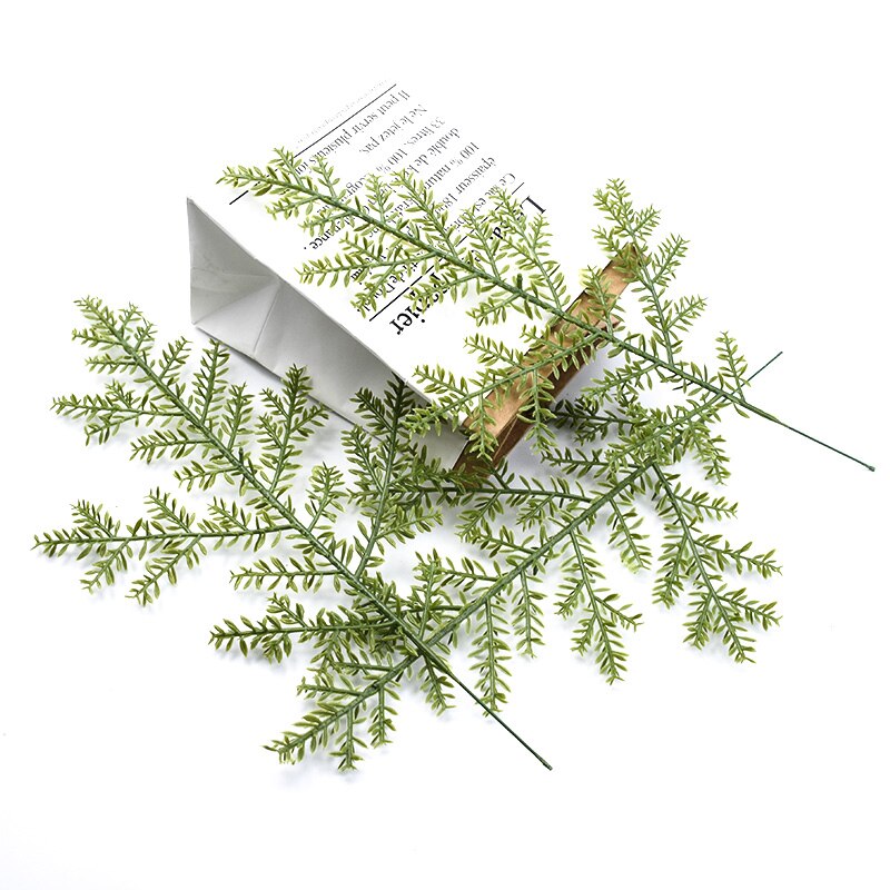 6 uds Cypress decoración del hogar con hojas accesorios Navidad álbum de recortes flores diy jarrones para la boda plantas artificiales baratas