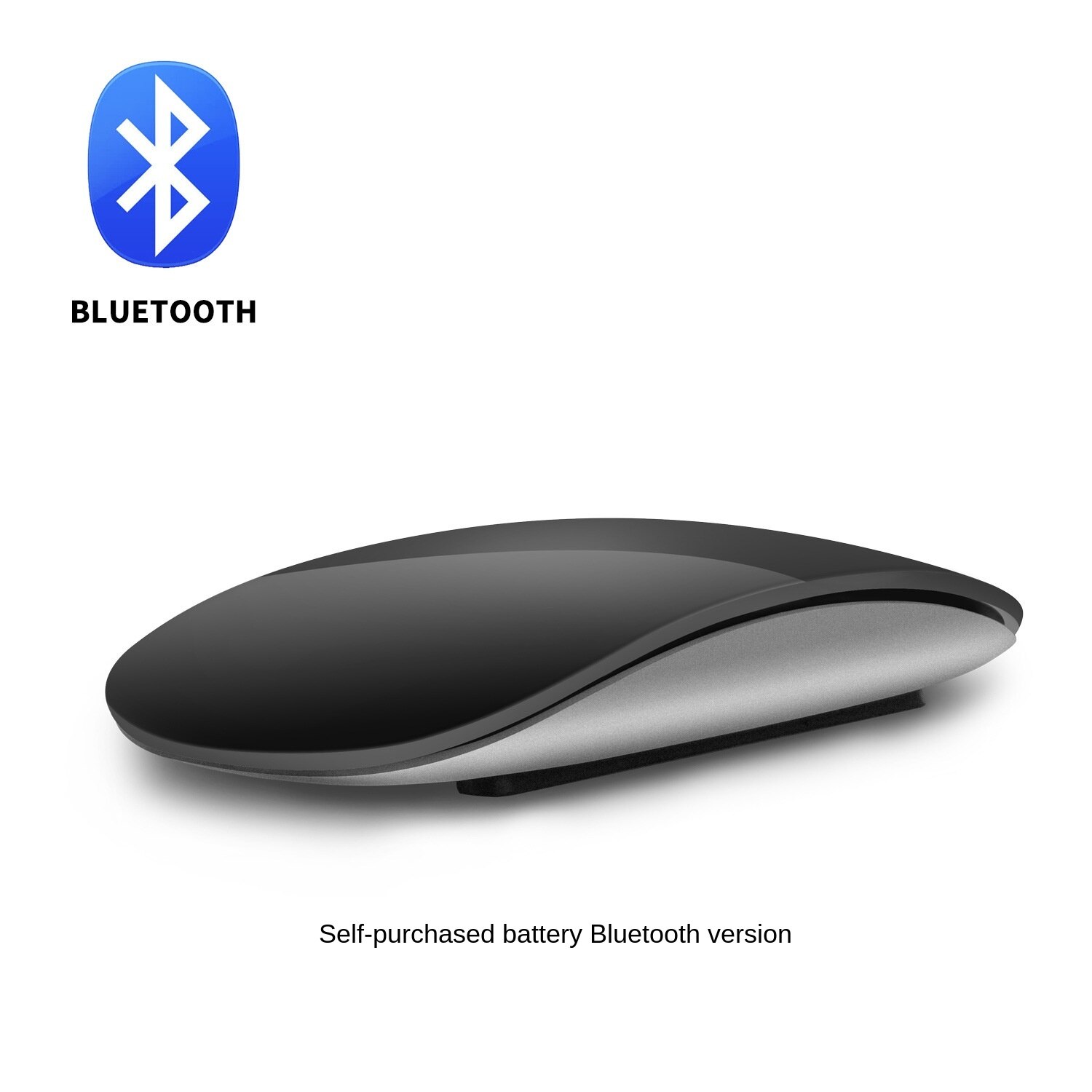 Bluetooth Wireless Arc Touch Magic Mouse Ergonomic Ultra Thin Rechargeable Mouse Optical 1600 DPI Mause For Apple Macbook Mice: Battery black