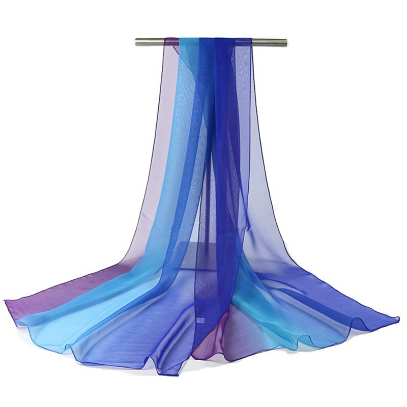 160*50cm Farbverlauf Chiffon Schal Damen lange Wickel und Schals Dame Frühling Herbst Schals Bandana Hijab gestohlen: Grün