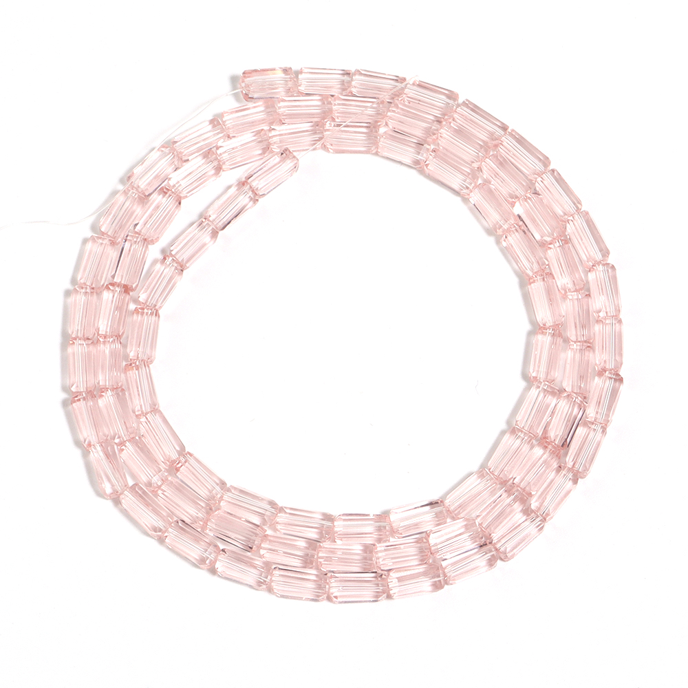 1 hebra de cuentas de cristal rectangulares, cuentas sueltas coloridas para fabricación de joyería, pulseras DIY, accesorios para collares hechos a mano: S / Beige