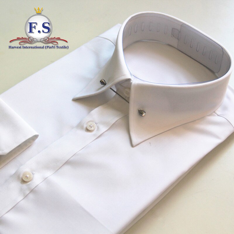 Tailored 100's 2ply Easy Care Popline Mannen Jurk Shirt Met Witte Pin Kraag