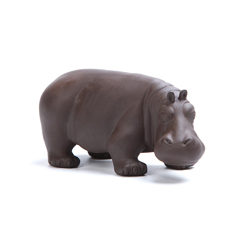 Tea Pet Purple Clay Animal Figurines Household Office Tea Accessories Hippopotamus Decoration Toy