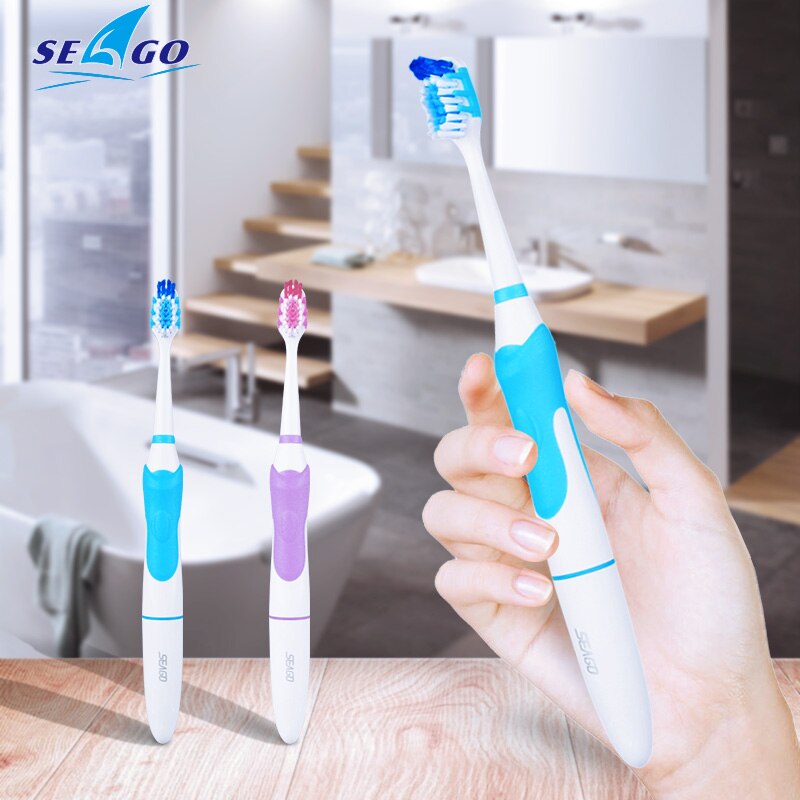 SEAGO Sonic cepillo de dientes eléctrico no recargable impermeable adulto cepillos de dientes con 3 masaje en la cabeza con cepillo de dientes gomas blanco SG963
