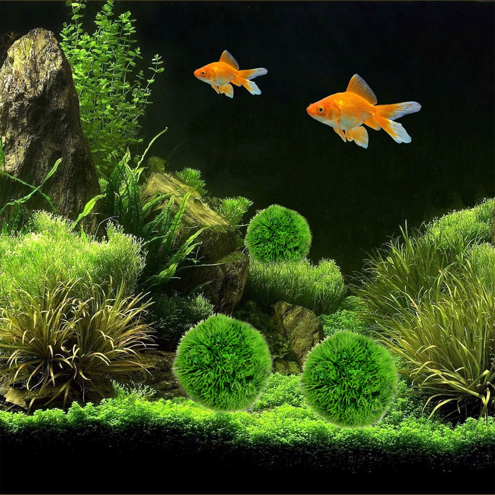 2PCS Aquarium Moss Ball Water Tank Aquatic Plants Ecological Green Algae Ball Landscaping Seaweed Plastic Ball Decoration