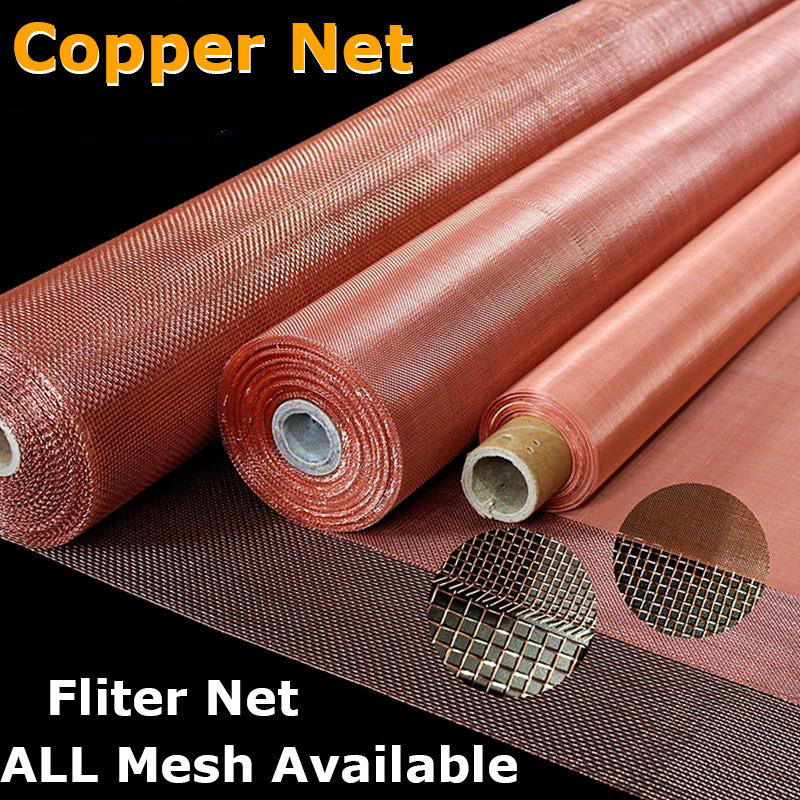 100x100cm Pure Copper Woven Wire 10-200 Mesh Shielding Fabric Metal Copper EMF Screen Anti Radiation Net Filter Lab Dental
