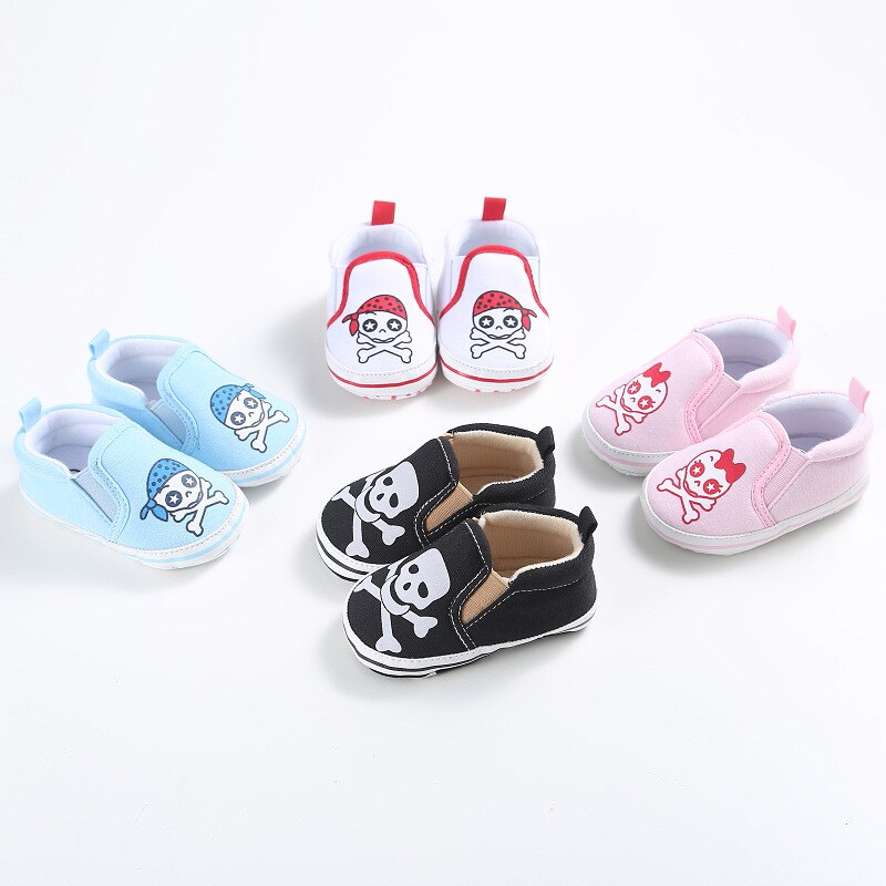 baby canvas shoes Halloween Skull Pattern Print infant Soft soled shoes for girls Boys Shallow Casual sneaker 0-18 M