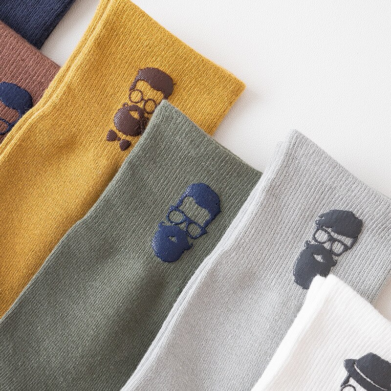 Chaozhu bomull #39 coola tecknade skägg glasögon yuppie ootd manliga strumpor höst vinter crew sox