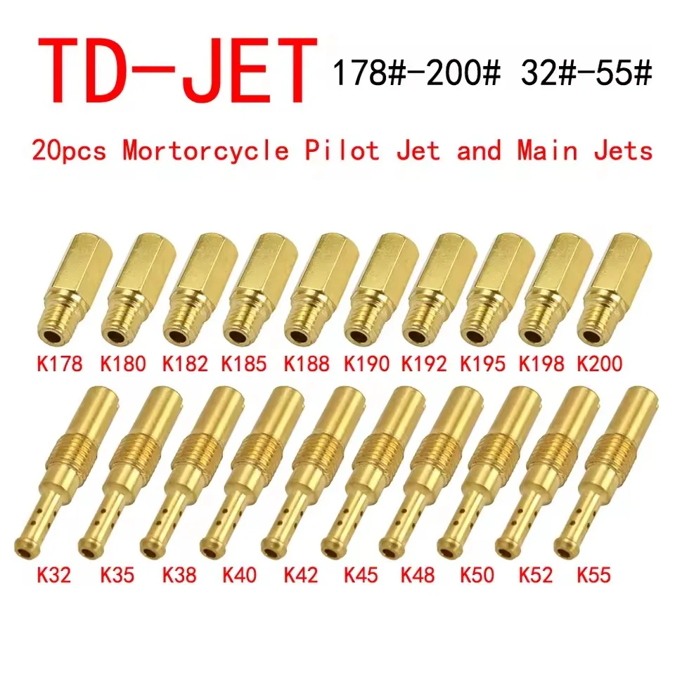 Motorfiets Carburateur Nozzle Hoofd Jet en Slow/Pilot Jet Set Vervanging 10/20 PCS Voor NSR KSR PE PWK PWM Keihin OKO KOSO CVK: Bruin