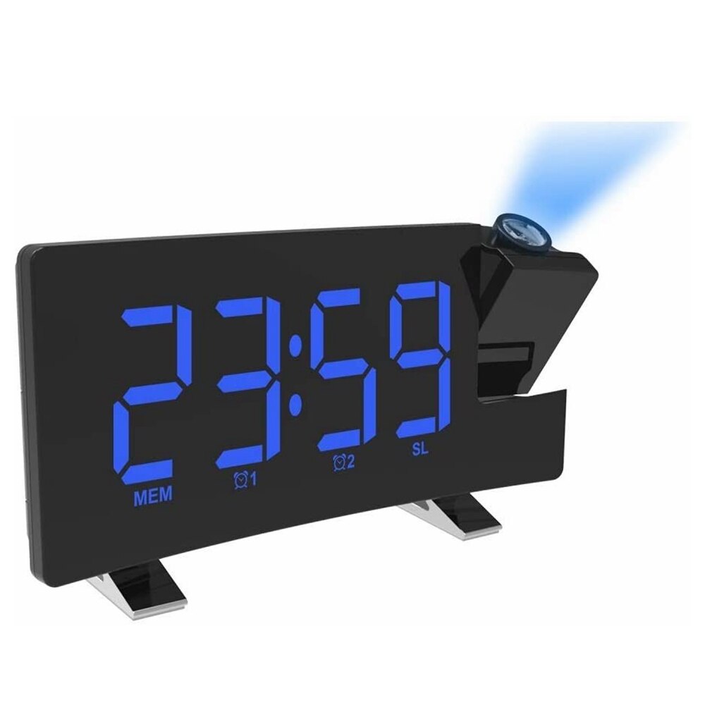 7 inch Alarm Clock Timer FM Radio Digital LED Clock Rotating Backlight Projector USB Charging Projection Backlight Home Decor