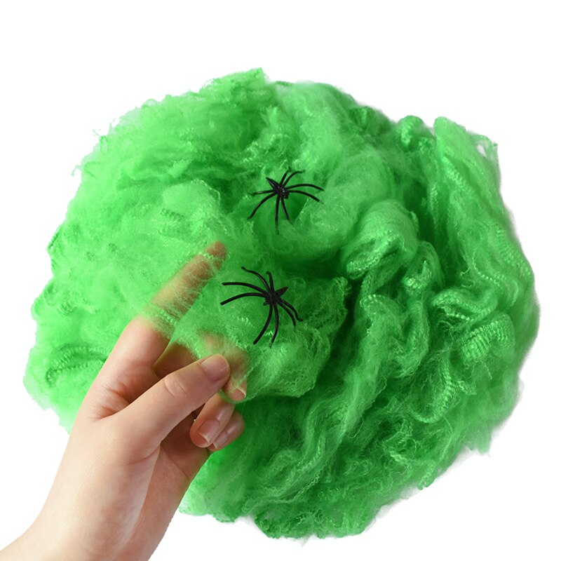 Halloween Scary Party Stretchy Spider Web Spider Haunted House Bar Props for Halloween Party Scene Props Decoration Supplies: green