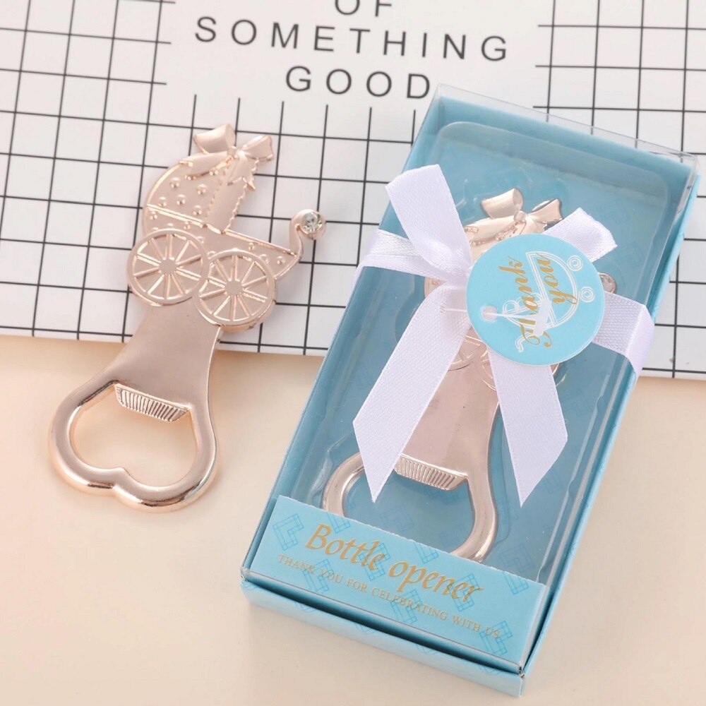 30 stk/parti baby shower dreng pige fødselsdagsfest gaver dåb souvenirs guld metal barnevogn flaskeåbner
