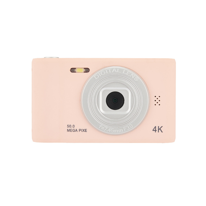 4K Digital Camera 50 Megapixels HD Photography Travel Selfie Camera 2.4 inch Screen Entry-Level Kids Campus Selfie Mini Camera: Pink