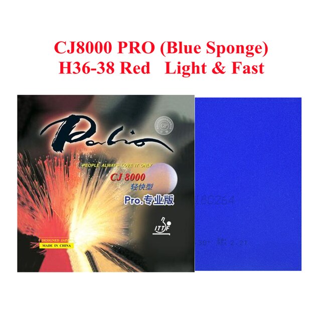 Palio CJ8000 PRO Light &amp; Fast Type Pips-In Table Tennis (PingPong) Rubber With Sponge: H36-38 PRO Red