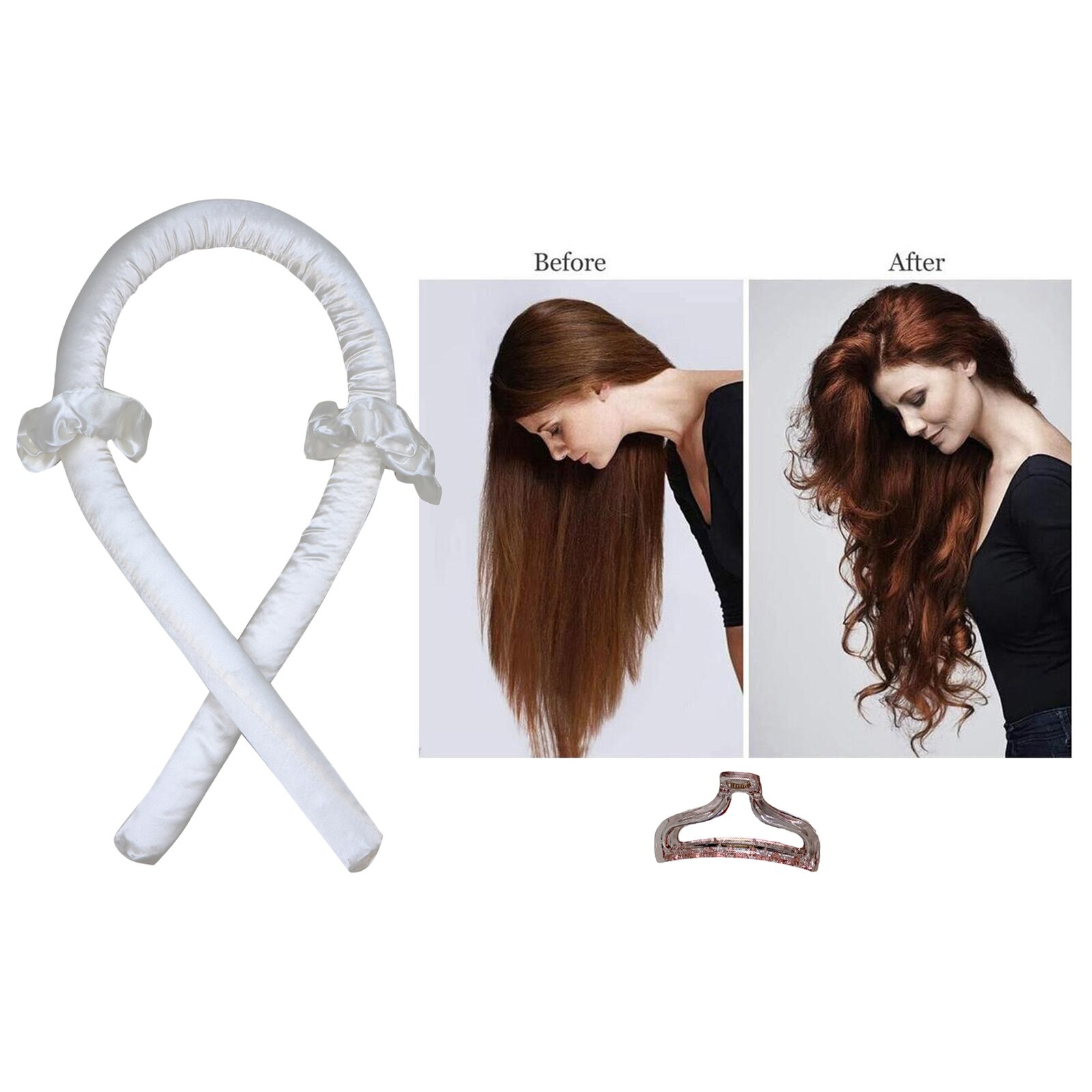 Heatless Curling Rod Headband No Heat Curls Hair Rollers Sleeping Soft Headband Hair Curlers Hair Styling Tools: Cream white