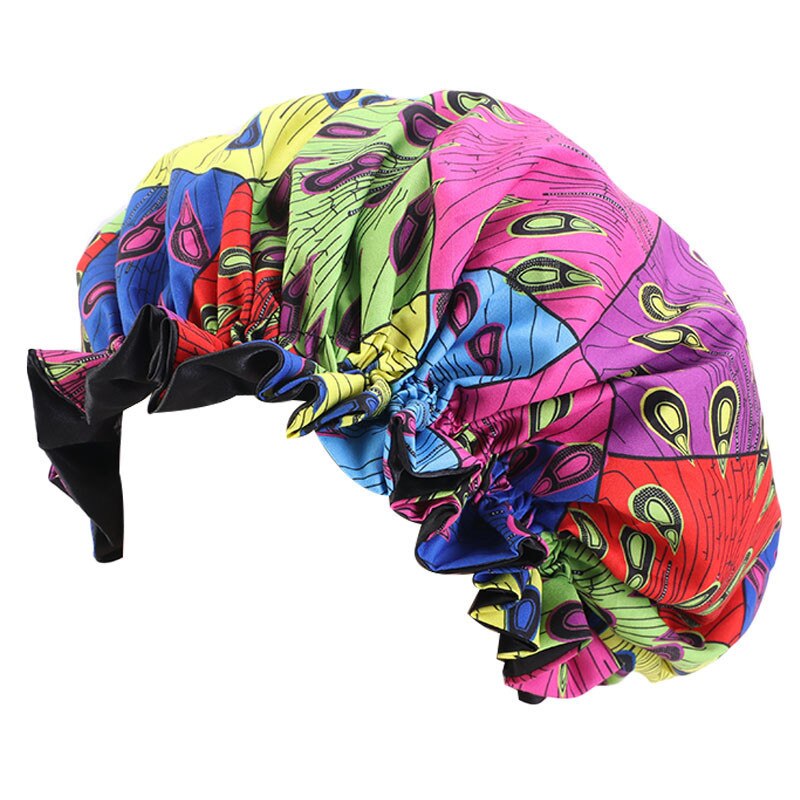 Afrikaanse ankara patroon kindermuts dubbele lagen verstelbare tulband satijnen voering slaapmuts kinder slaapmuts hoofdbedekking tbk -03: Kleur 76a