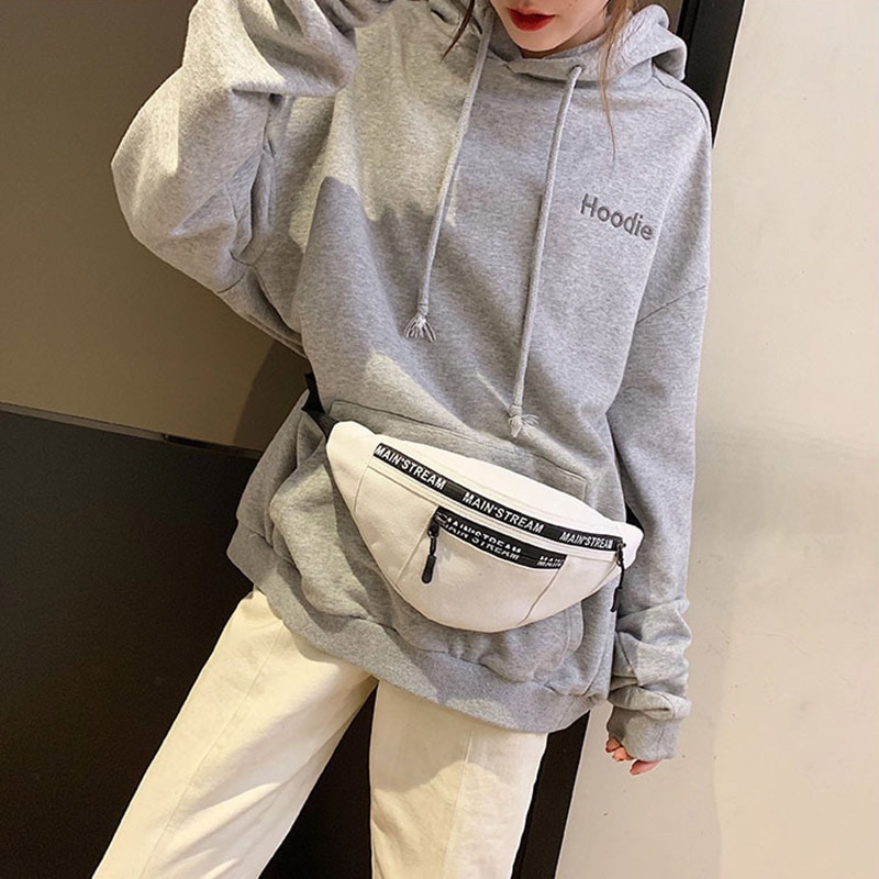 Women's Fanny Pack Casual Canvas Chest bag Simple Backpack Outdoor Sports Style Waist Bag Bum Belt Bags Leg Pouch 030411