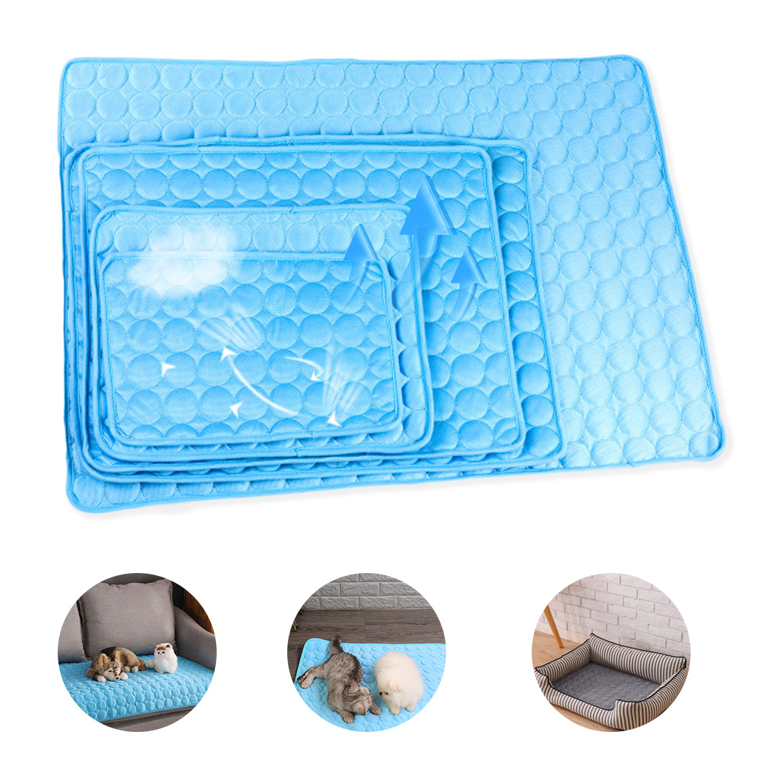 Summer Dog Mat Ice Pad 100*70CM Large Size Ice Silk Cool Pet Beds Sofa Dog Mat Cooling Cat Blanket Washable