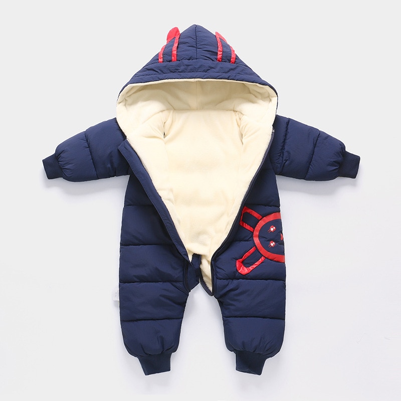 Winter Plus velvet warm overalls kids coat Baby wear Newborn Snowsuit Boy Warm Romper Down Cotton Girl clothes Bodysuit 0-2Y