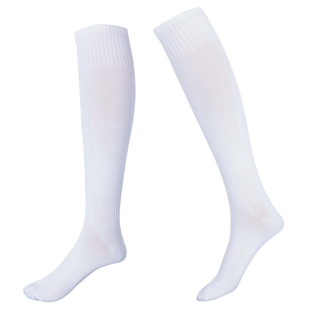 Hirigin-calcetines largos para hombre, medias altas hasta la rodilla, ideales para fútbol, béisbol, Hockey, blanco, amarillo Y azul: Blanco