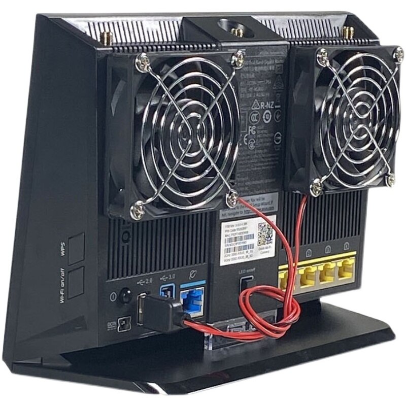 Double ventilateur de refroidissement ultra silencieux, 5V, prise usb, volume d'air élevé, adapté au radiateur de routeur sans fil RT-AC68U AC86U EX6200