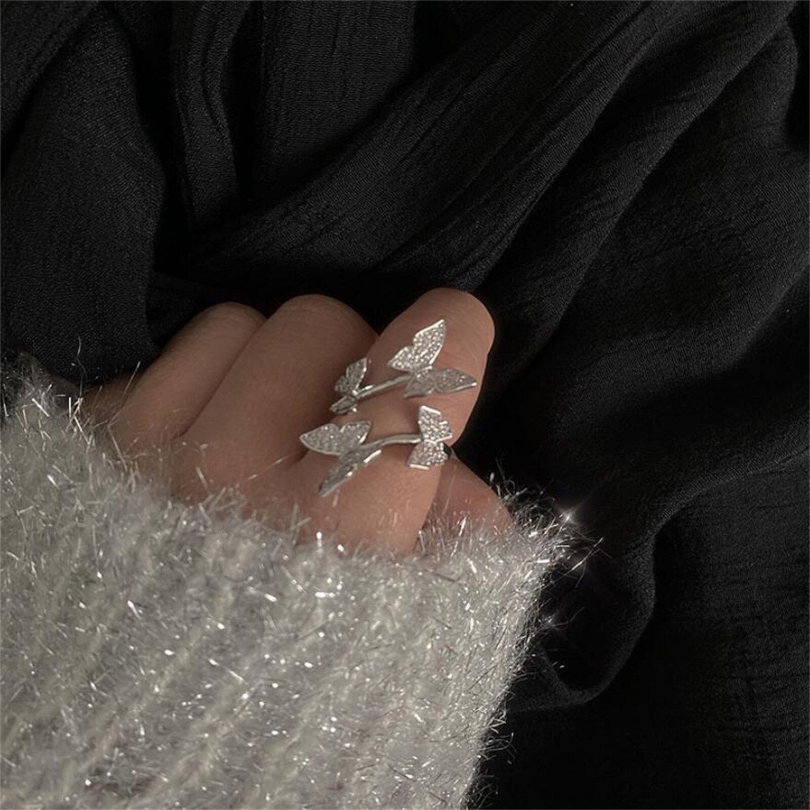 1/2/5PC Adjustable Crochet Loop Knitting Tools Knitting Sewing Accessories Butterfly Handmade Knitted Ring Finger Wear Thimble