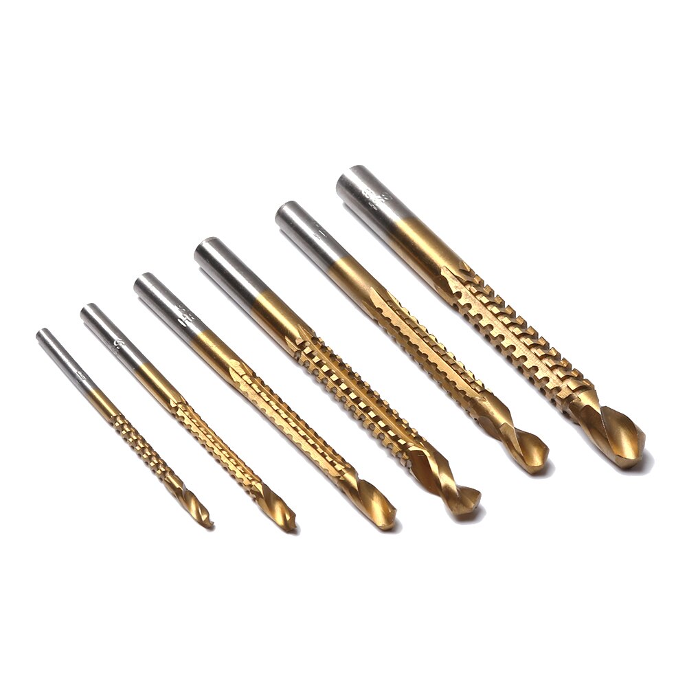 1/6 pièces 3/4/5/6/6. 5/8mm scie perceuse à bois perceuse à bois outil à main HSS haute vitesse en acier titane enduit forets outils ensemble